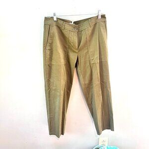 Eileen Fisher Womens Organic Cotton Olive Green Trousers Size L‎